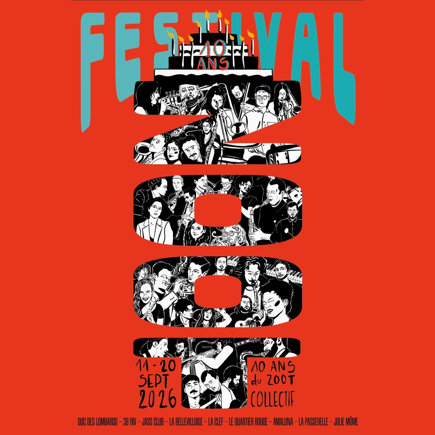 Concert poster for Zoot Fest #4 / Le collectif fête ses 10 ans !